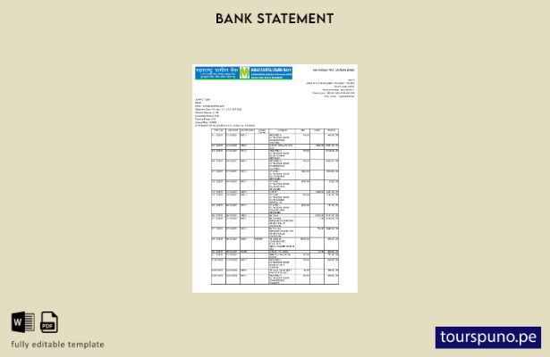 listo para imprimir plantilla de páginas de Word de extracto bancario de India M